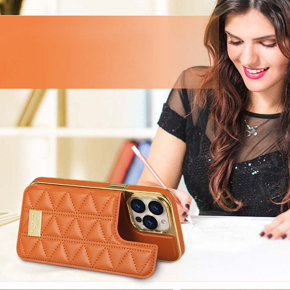 JINDUKA D4 Series for iPhone 15 Pro Case Card Holder Triangle Leather+PC Kickstand Phone Cover JINDUKA D4 Series for iPhone 15 Pro Case Card Holder Triangle Leather+PC Kickstand Phone Cover